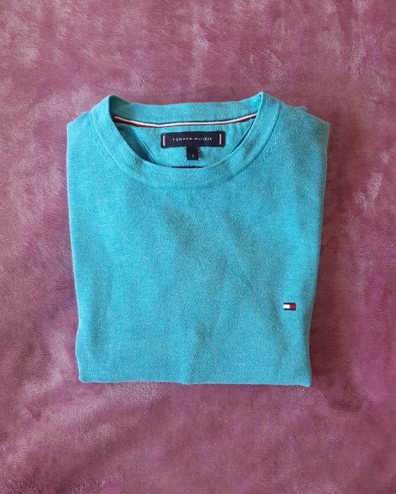Sweter męski Tommy Hilfiger S / M bawełna i jedwab