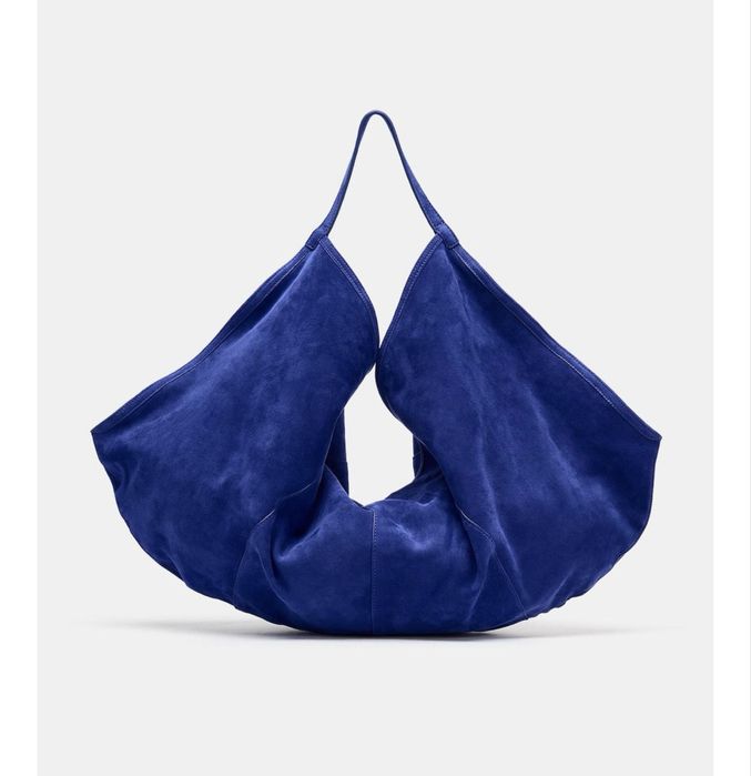 Torba skórzana zara worek kobaltowy