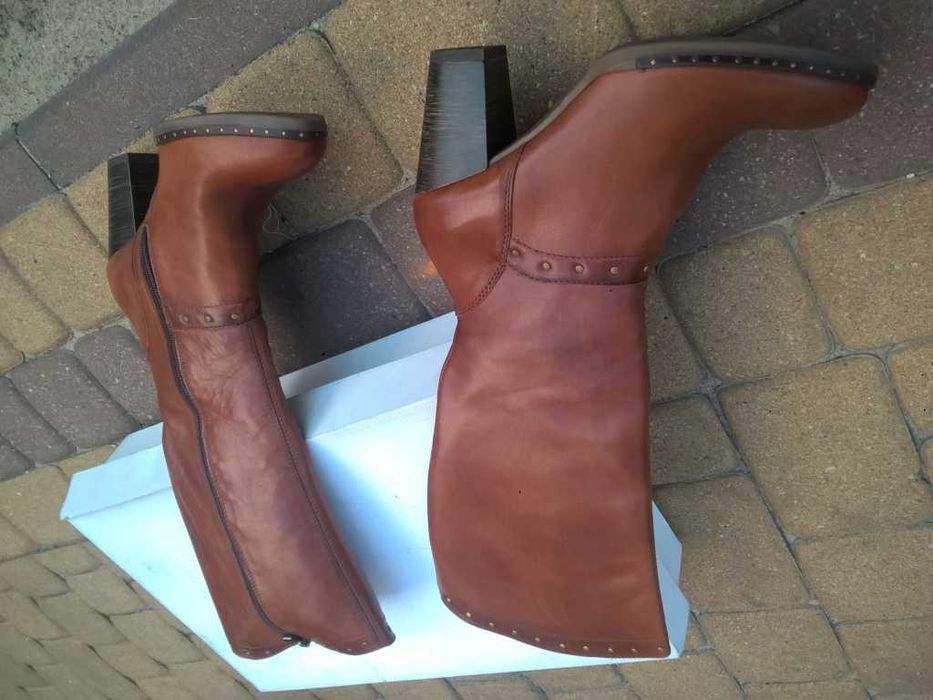 NOWE Buty-Kozaki KOWBOJKI Damskie-38 Skóra100% BRĄZ I-Klasa Gw6 +Fleki