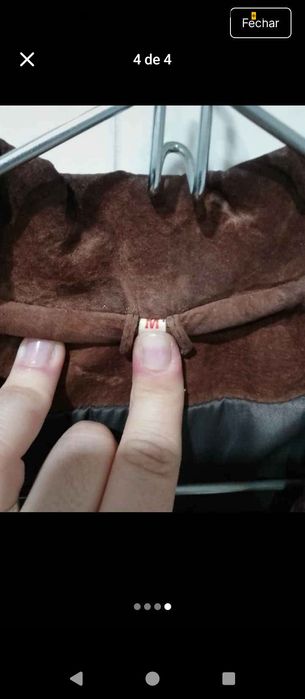 Casaco castanho em camurça, tamanho M