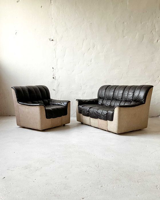 Sofa i fotel modułowe z lat 70 80 skóra vintage design
