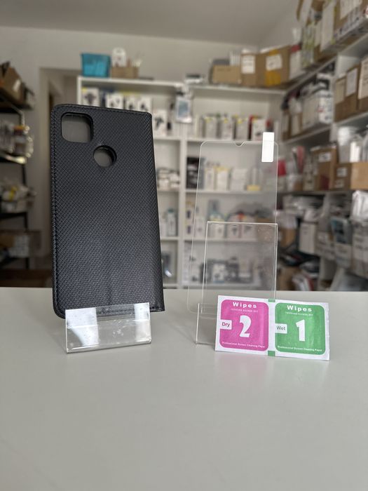 Etui zamykane + SZKŁO hartowane do xiaomi redmi 9c / 9c nfc