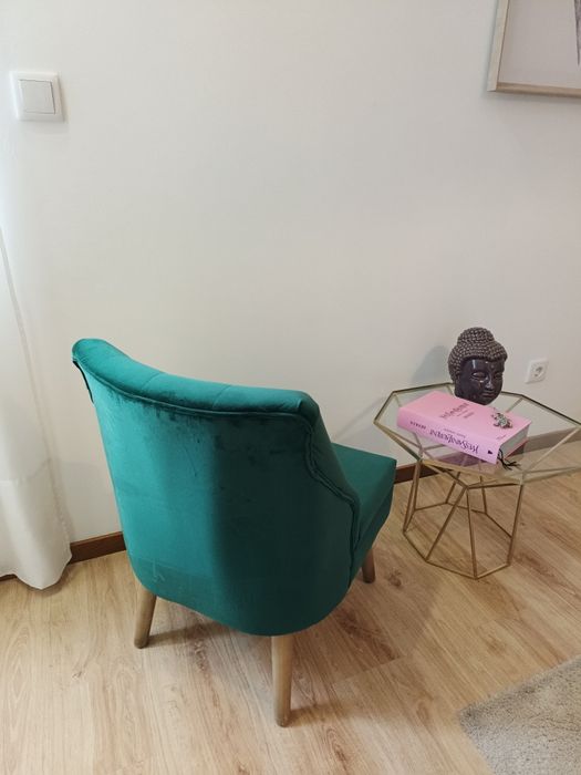 Poltrona veludo verde esmeralda