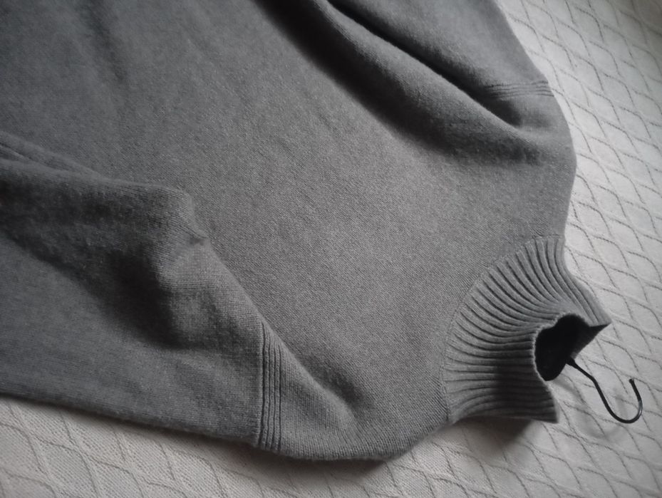 H&M S-M pudełkowy sweter z wełną w kolorze taupe kakao