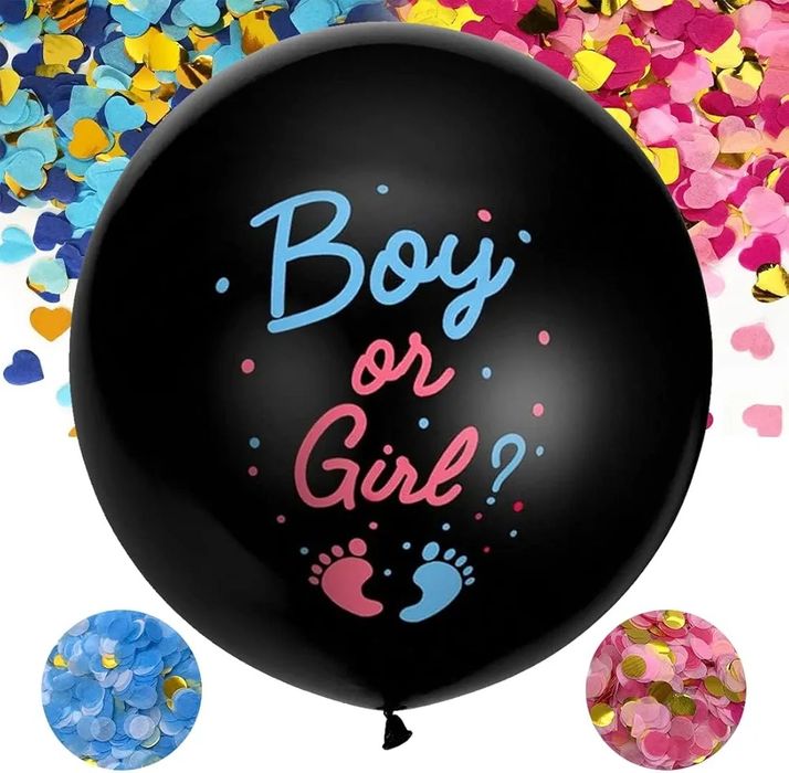 Balon XXL 81 cm chłopiec czy dziewczynka balon z konfetti