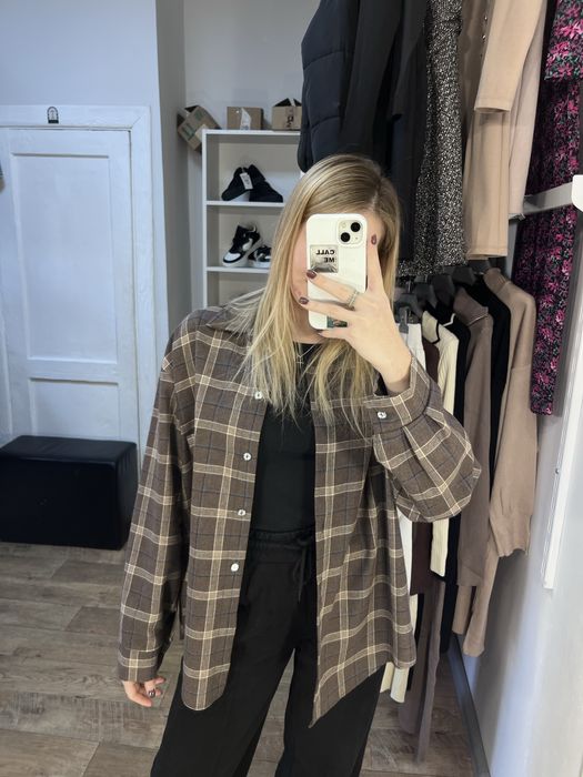 Сорочка в клітинку oversize рубашка в клетку
