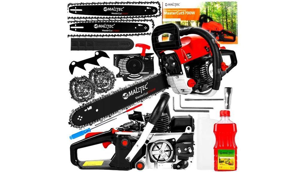 Zestaw XXL Piła łańcuchowa MalTec 4200W 5,7 KM Spalinowa Pilarka NOWA