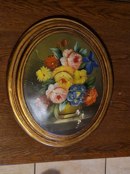 Owalny obraz olejny na drewnie