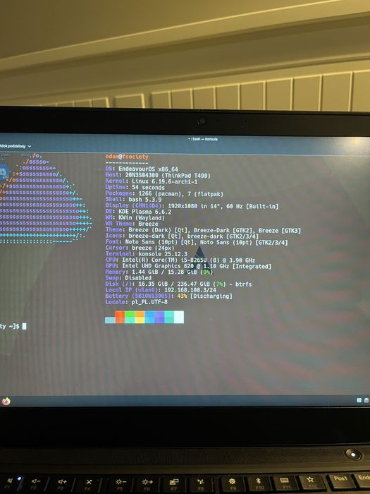 Laptop lenovo ThinkPad T490 i5-8265U 16GB ram