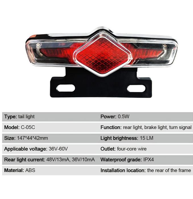 Luz traseira para bicicleta elétrica