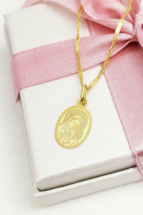 Złota zawieszka medalik próba złota 585