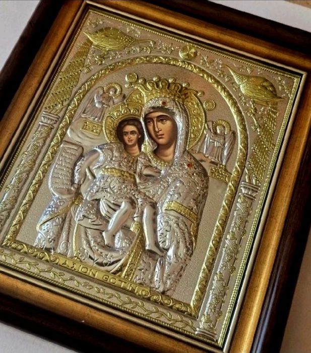 Piękna Ikona Grecka Matka Boska z Dzieciątkiem Jezus.
