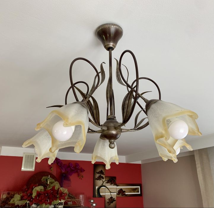 Żyrandol + lampa stojaca komplet z zarowkami led