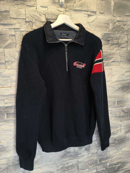 Sweter Wełniany Holebrook Wełna Granatowy Half-Zip XS