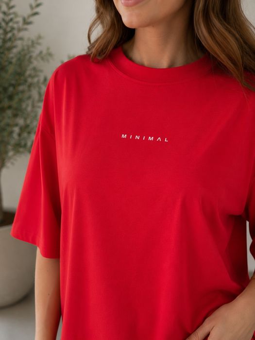 T-shirt damski czerwony MINIMAL rozmiar uniwersalny Bocca