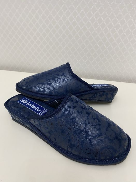 Жіночі тапочки на танкеці 4см Inblu,сині та сірі