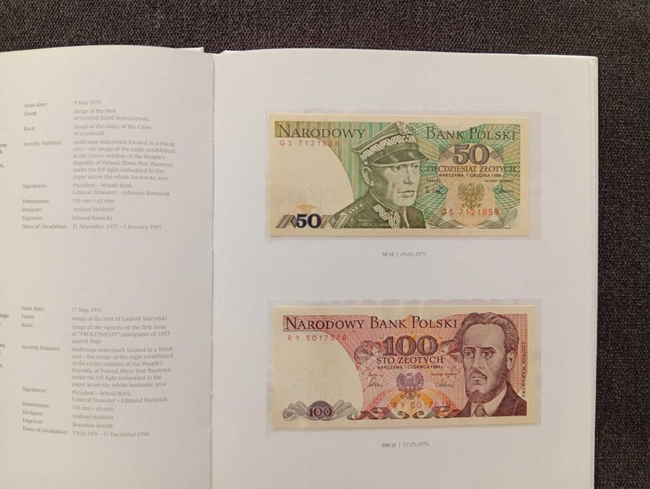 Album banknoty obiegowe 1975 - 1996