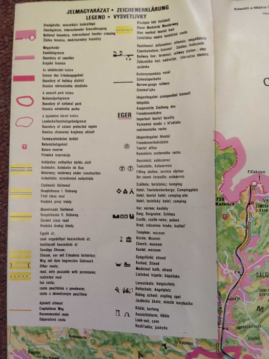 Mapa turystyczna Matra i Bukk . Północne Węgry. Eger Gyongyos Miskolec