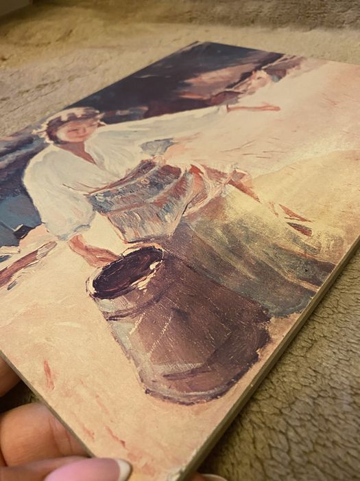 Obraz kobieta z wodą PRL! #polecam! Wymiary 47x37