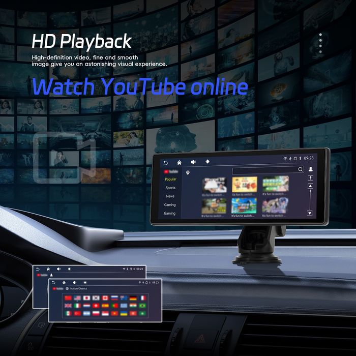 Rádio Portátil 10 polegadas CARPLAY Android auto GPS YouTube + Câmara