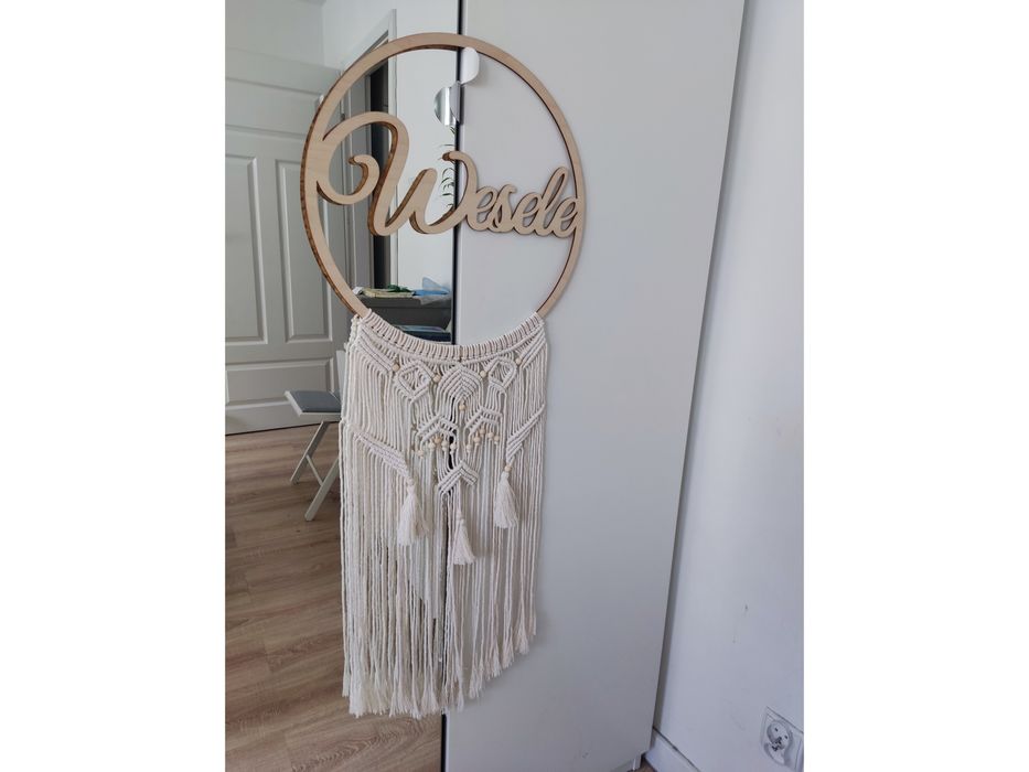 Koło z makramą Wesele boho rustykalne ślub dekoracja