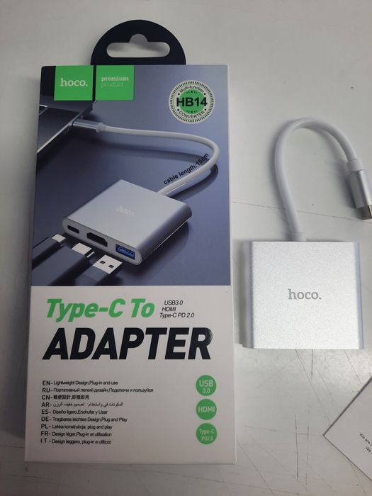 Перехідник, адаптер Hoco HB14 Type-C to USB3.0+HDMI+PD