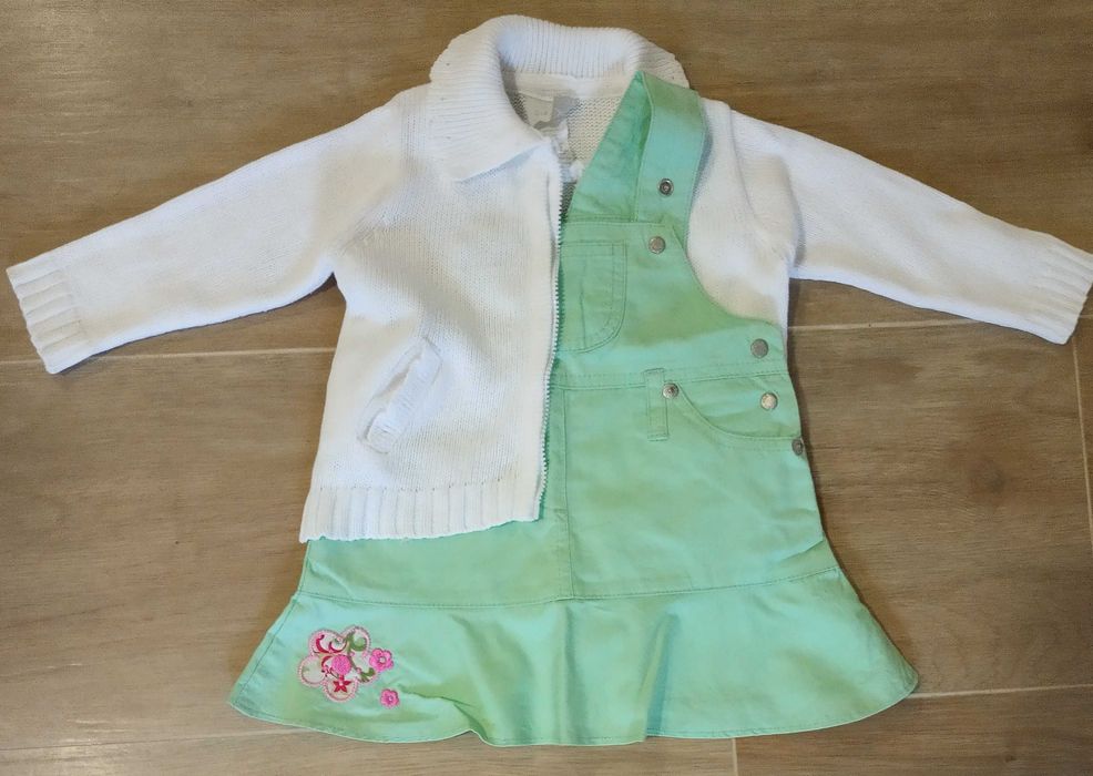 6 meses - Conjunto de saia de peito e casaco de malha girandola