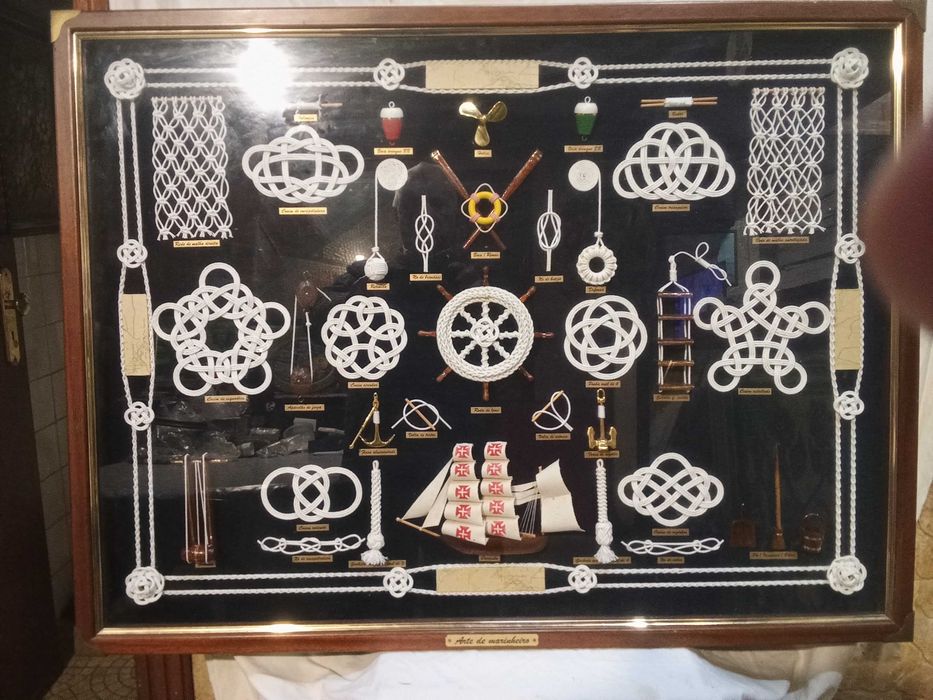 Quadro decorativo, arte de marinheiro de nós e coxins