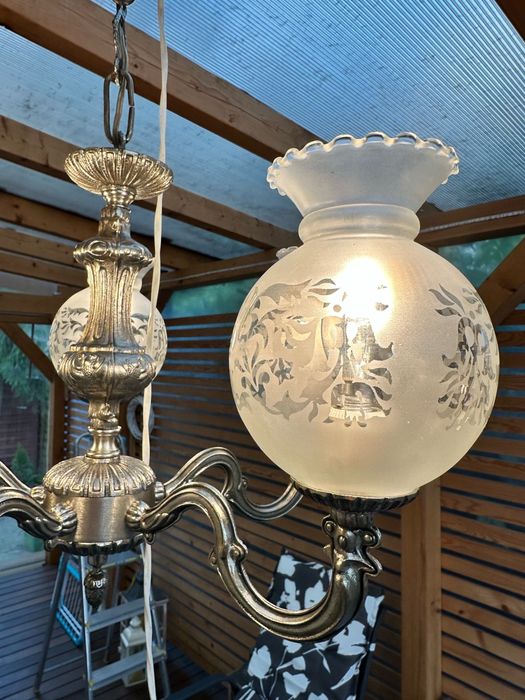 Zyrandol srebny 5 ramion vintage