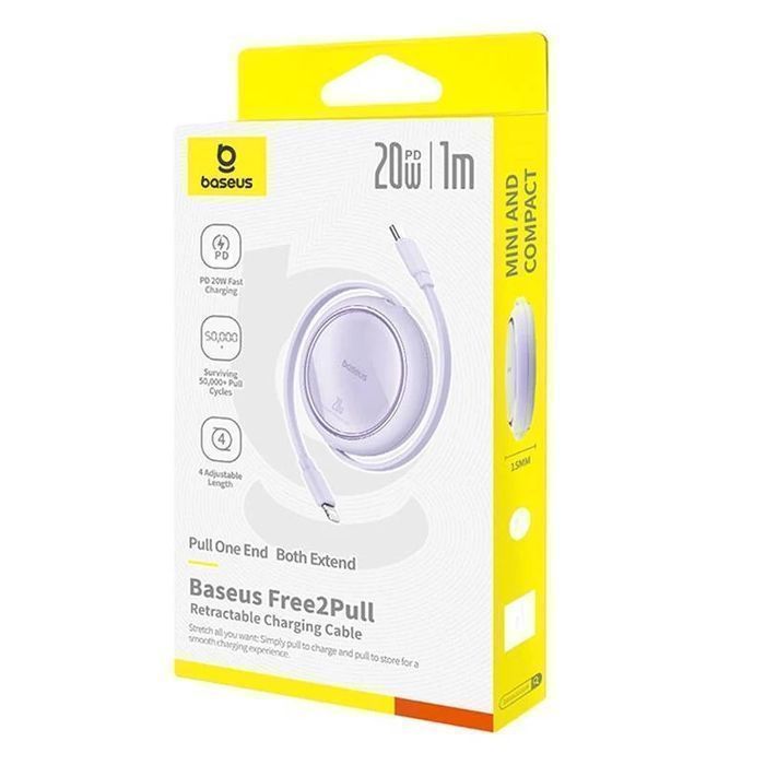 Kabel USB Baseus Free2Pull USB-C do iP 20W 1m (fioletowy)