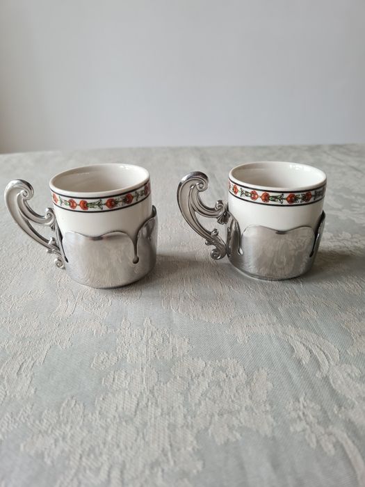 Porcelain Coffee Cups with Metal Base443473475614156800