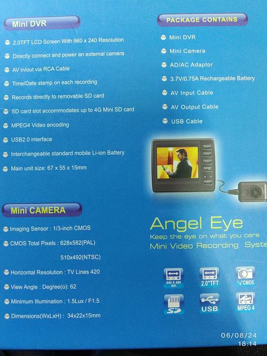 Câmara Dissimulada num botão - Mini DVR Camera 2.0" LCD Portable Mini