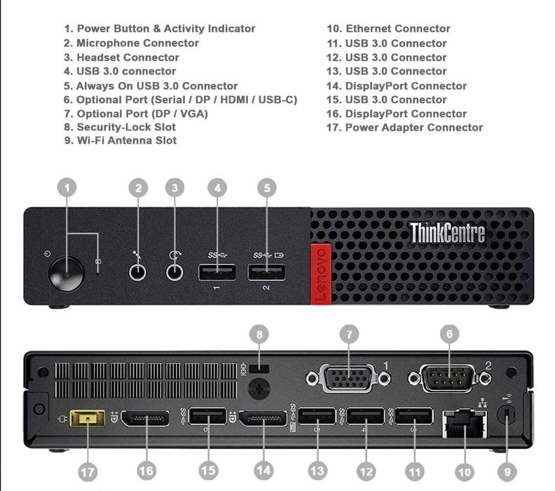 Lenovo ThinkCentre M710q Tiny — i5-7500T 16GB 128GB SSD Wi-Fi BT VGA Win11 Офіц — Гарантія ФОП