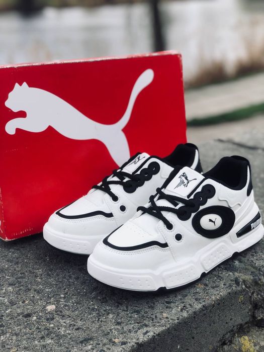 Молодежные красовки пума / Белые мужские кросовки puma / кожаные летние кросовки пума для мужчин / натуральная кожа