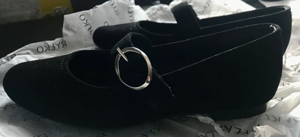 Buty baleriny czarne welurowe