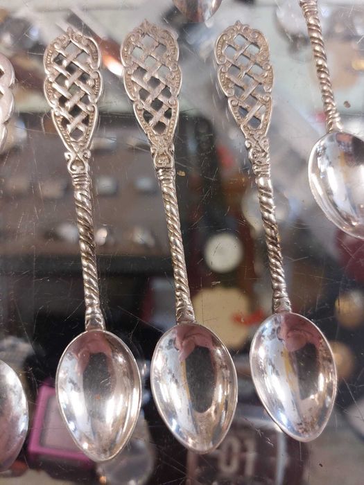 11 Colheres antigas de café Prata 900