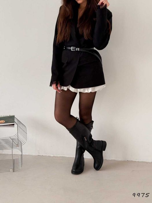 Чоботи жіночі зимові Berra чорні — високі, натуральна шкіра, труби