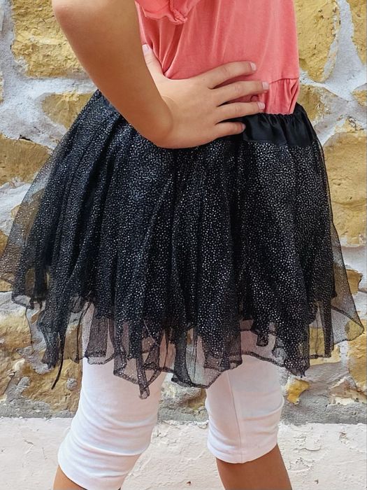 Saia de Tule Preto Brilhante Menina 2-3 Anos – Bom Estado