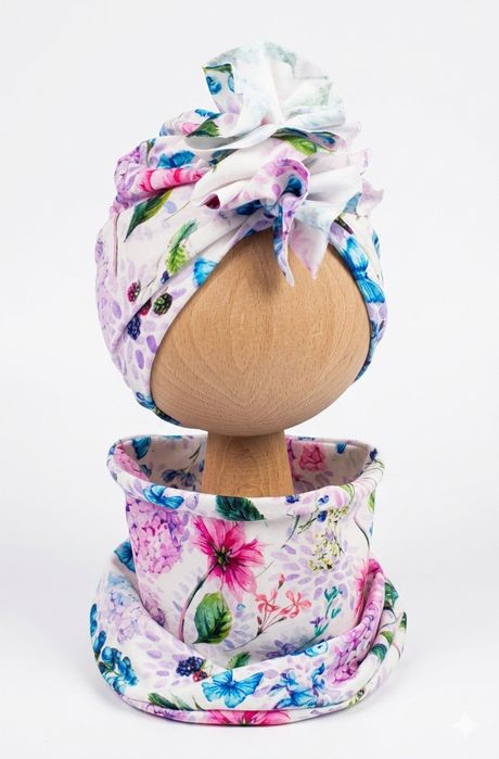 Komplet wiosenny turban 48-50 cm