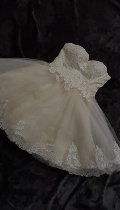 Sukienka tiulowa koronkowa ecru/śmietankowa Princess | S/M | wyjątkowa