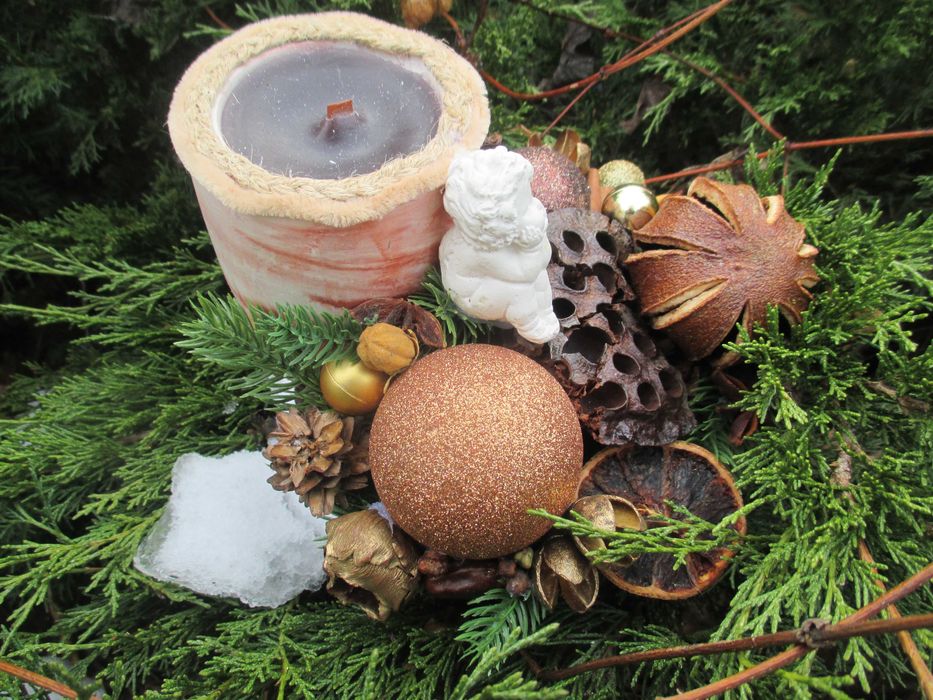 Новогодний подсвечник с пряностями ручной работы