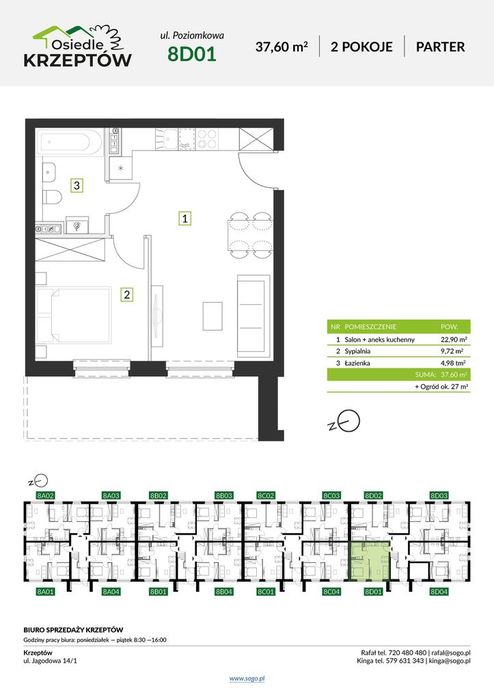 Mieszkanie na sprzedaż, 2 pokoje, 38 m², Krzeptów