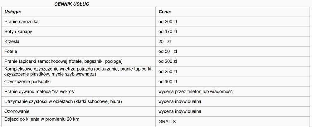 Mobilne i stacjonarne pranie tapicerki samochodowej i meblowej,dywanów
