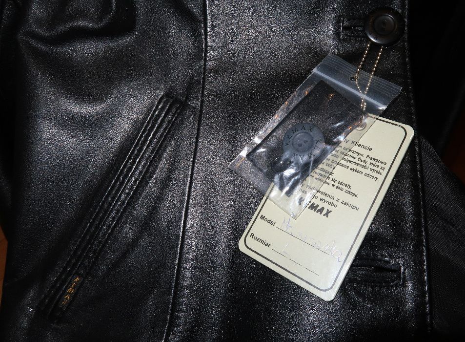 Płaszcz skórzany damski czarny KEMAX L marynarka szczupła