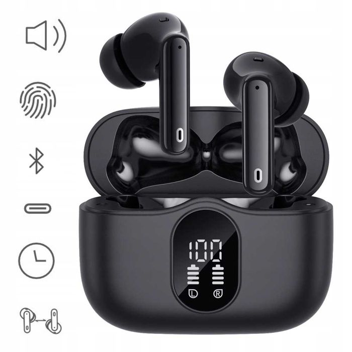 Słuchawki Bezprzewodowe Czarne Manta Rytmo Pro Anc Enc Tws Douszne