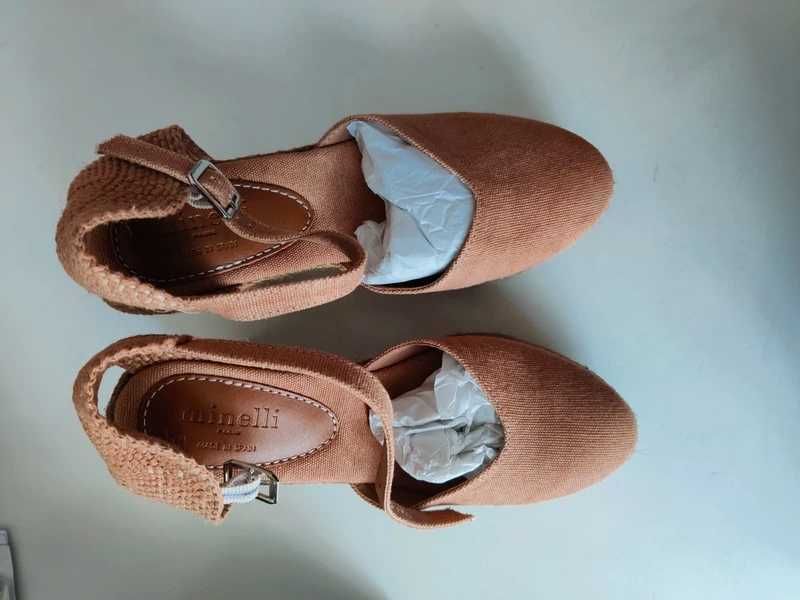 Alpercatas cunhas castanhas/bege Minelli