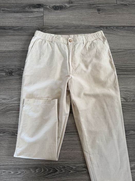 Eleganckie stylowe spodnie Uniqlo lniane   rozmiar L