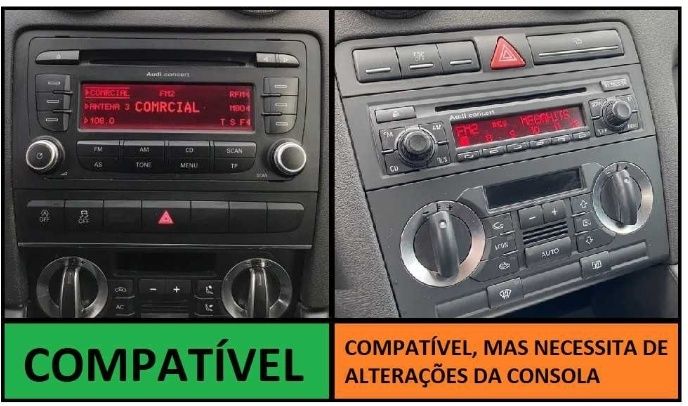 Radio 2 DIN Android AUDI A3 (8P) 2003 até 2012 + 4+32 GB  + Carplay +