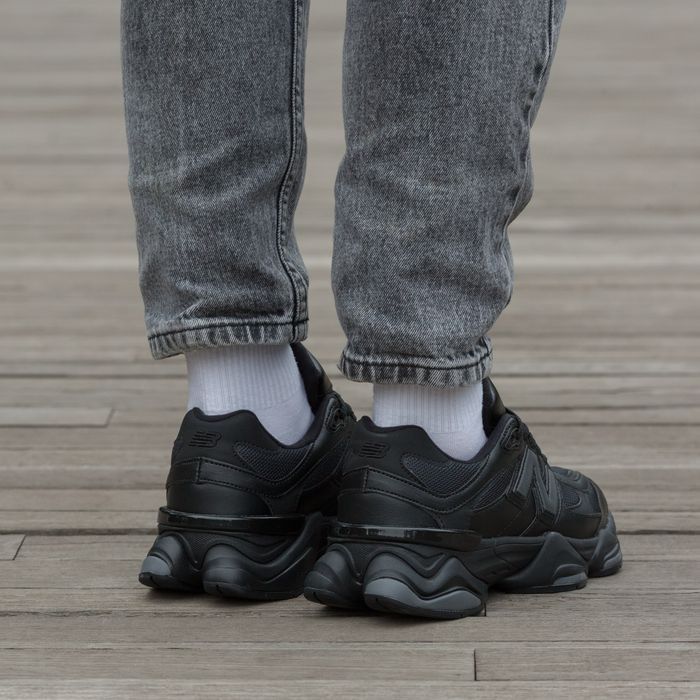 Кросівки New Balance 9060 Triple Black Leather premium | Кроссовки чоловічі жіночі