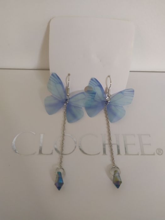 Kolczyki motyle motylki motyl niebieski błękitny NOWE wiszące